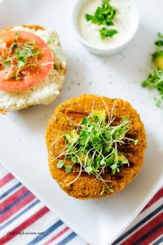 
                    
                        This Quinoa Sweet Potato Burger Recipe is Served with a Yogurt Sauce #healthyeating trendhunter.com
                    
                