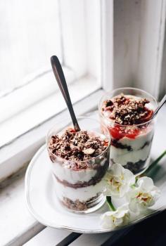 
                    
                        granola parfait: layered granola with greek yoghurt and citrus marmalade
                    
                