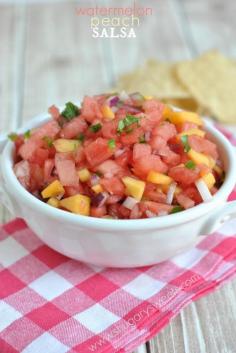 Watermelon Peach Salsa - @shugarysweets