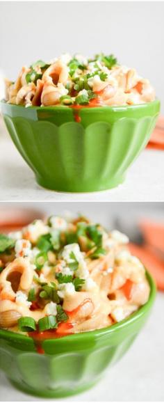 
                    
                        Stovetop Buffalo Chicken Shells and Cheese I howsweeteats.com
                    
                
