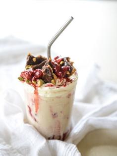 
                    
                        roasted strawberry milkshakes with chocolate pistachio brittle
                    
                