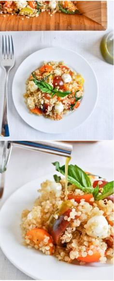 
                    
                        Caprese Quinoa Salad with Homemade Basil Oil I howsweeteats.com
                    
                