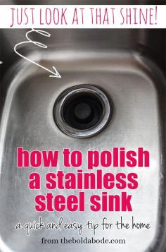 
                    
                        How to Polish a Stainless Steel Sink so it shines like the sun, moon and stars from theboldabode.com.
                    
                