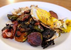 
                    
                        Balsamic-Braised Bacon Brussels Sprouts with Fried Egg
                    
                