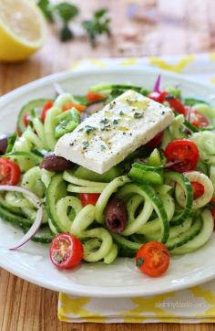 
                    
                        Spiralized Greek Cucumber Salad with Lemon and Feta
                    
                