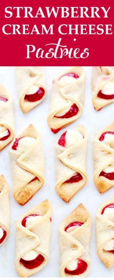 
                    
                        Strawberry Cream Cheese Pastries | www,diethood.com | Soft, flaky and delicious cream cheese pastries filled with a sweet cream cheese mixture and strawberry jam. Very easy to make!
                    
                