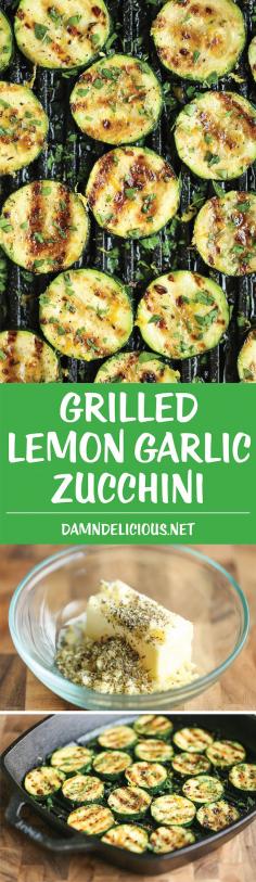 
                    
                        Grilled Lemon Garlic Zucchini - Amazingly crisp-tender zucchini grilled with a lemon butter garlic sauce - a side dish that will go well with anything!
                    
                