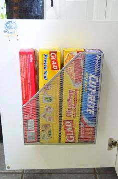
                    
                        #5. Use A Magazine Rack To Store Kitchen Wrap ~ 12 Easy Kitchen Organization Tips
                    
                