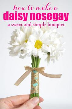 
                    
                        There is nothing sweeter than a simple bouquet of daisies.  You can make this little daisy nosegay for next to nothing! and in no time at all!
                    
                