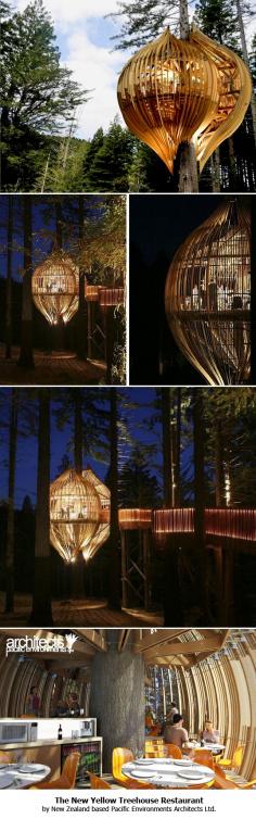 New Zealand’s Whimsical Yellow Treehouse Restaurant