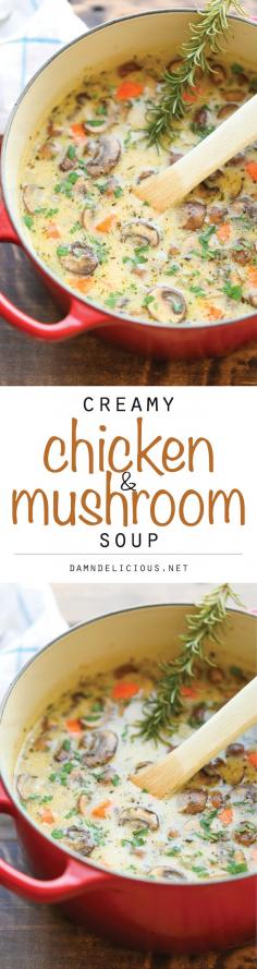 
                    
                        Creamy Chicken and Mushroom Soup - So cozy, so comforting and just so creamy. Best of all, this is made in 30 min from start to finish - so quick and easy!
                    
                