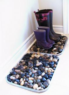 Dollar Store Crafts » Make River Rock Boot Trays. Perfect for mud rooms or garage entry.