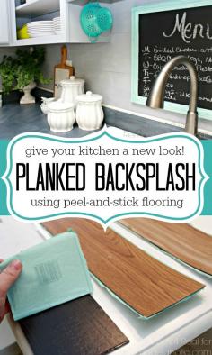 
                    
                        DIY Planked Backsplash Using Peel and Stick Vinyl Flooring | Mom 4 Real for Remodelaholic.com
                    
                