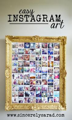 Easy art using an old frame, Mod Podge & Instagram pics.
