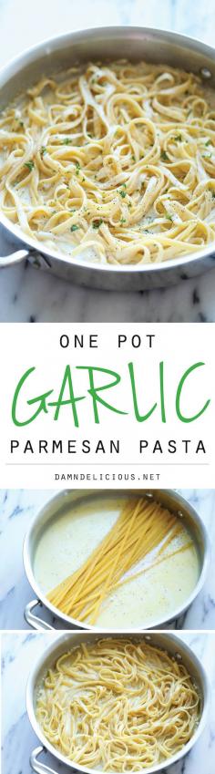 
                    
                        One Pot Garlic Parmesan Pasta - The easiest and creamiest pasta made in a single pot - even the pasta gets cooked right in the pan! How easy is that?
                    
                
