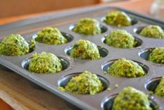 Baked Falafel - 24 balls 3 Tbs olive oil 2 (15 oz) cans chickpeas, drained chop 1 red onion, 2 garlic cloves, 3 Tbs parsley, 3 Tbs cilantro 3 Tbs. all-purpose flour 1 Tbs chili powder 1 1/2 Tbs salt 1 Tbs lemon juice 1 Tbsp. cumin 1/2 tsp baking powder Grease 2 mini muffin tins. Process chickpeas, then all ingredients to a paste-like consistency. Bake at 375°, flipping halfway through, until balls are golden crisp, 15 to 20 mins.