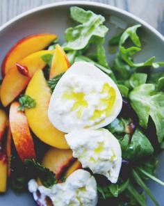 
                    
                        Burrata Salad With Stone Fruit, Mint, and Chilis
                    
                