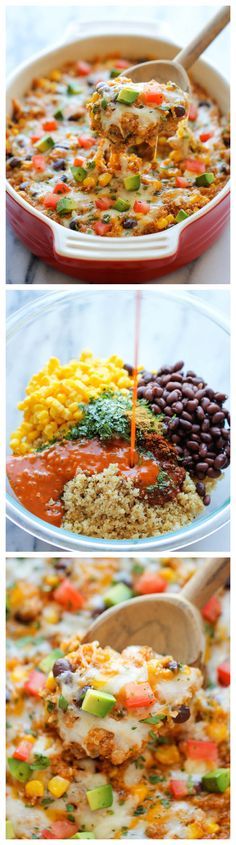 Quinoa Enchilada Casserole -- A lightened-up, healthy enchilada bake chock full of quinoa, black beans, and cheesy goodness!