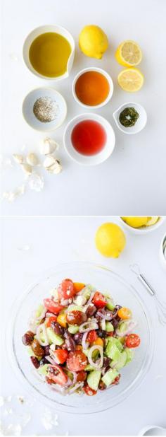 
                    
                        The best homemade vinaigrette, greek salad and homemade whole wheat pita bread I howsweeteats.com
                    
                