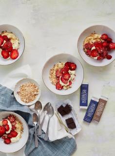 
                    
                        Strawberries on Saffron-Spiked Whipped Cream with Amaretti Cookies and Chocolate
                    
                