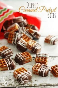 
                    
                        I just made these Caramel Pretzel Bites to take around to my friends/neighbors and they were a HUGE hit… I just HAD to share them with you guys! They are so easy to make (especially if you have helpers and can make an assembly line) and oh. my. gosh. they are so delicious!
                    
                