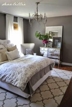 gray and white bedroom