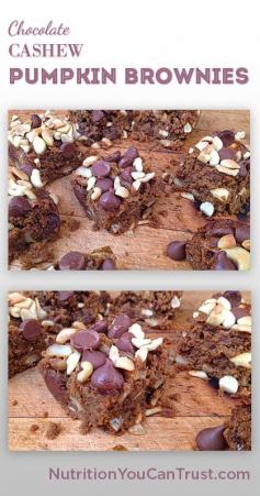 Chocolate Cashew Pumpkin Brownies | NutritionYouCanTrust.com | Recipe-friendly: #paleo #vegetarian, #vegan-adaptable, #glutenfree, #dairyfree, #grainfree and #realfood.