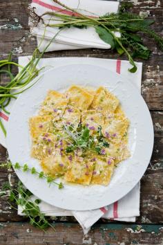 
                    
                        ravioli in spiced butter sauce
                    
                