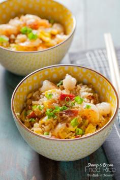 
                    
                        Such an easy fried rice recipe and the best ever...with a secret ingredient that makes it just like your favorite take out fried rice! Bacon and Shrimp Fried Rice from The Little Kitchen thelittlekitchen.net
                    
                