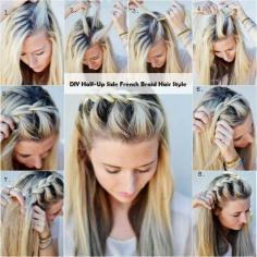 
                    
                        DIY Half-Up Side French Braid Hair Style | www.adorablehairs...
                    
                
