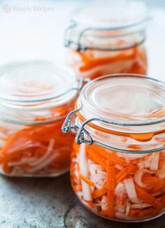 
                    
                        Vietnamese Daikon and Carrot Pickles ~ Easy to make, Vietnamese Do Chua, slightly sweet pickled carrots and daikon radishes. ~ SimplyRecipes.com
                    
                