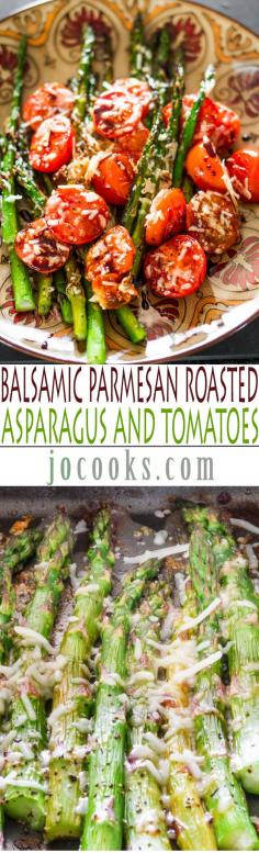 
                    
                        Balsamic Parmesan Roasted Asparagus and Tomatoes
                    
                