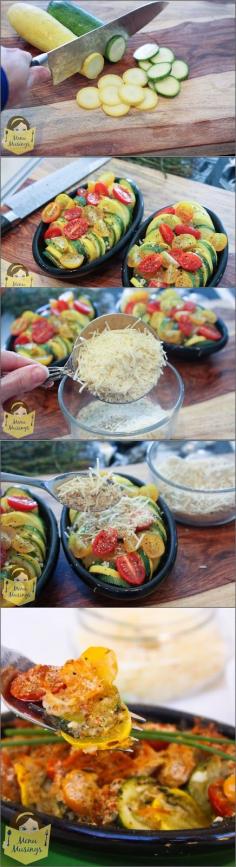 
                    
                        Parmesan Zucchini Gratin - A step-by-step guide to making this amazing and super easy recipe... golden brown topping, soft and delicate vegetables, a little sweetness from the tomatoes. YUM!!! Perfect for the summer harvest.
                    
                