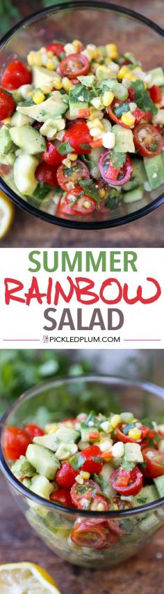 Food Recipe: SUMMER RAINBOW SALAD - Summer cooking should never take more than 15 minutes! #vegan #glutenfree #healthy #recipe http://www.pickledplum.com/summer-rainbow-salad-recipe/ http://www.pickledplum.com/summer-rainbow-salad-recipe/