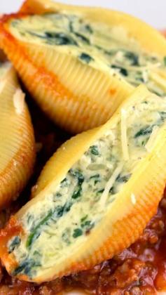 
                    
                        Spinach and Cheese Stuffed Shells with Meat Sauce
                    
                