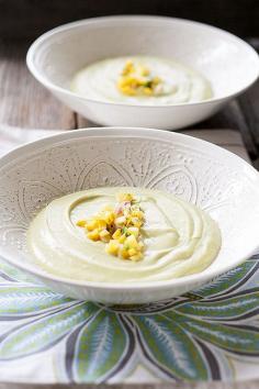 avocado soup with mango salsa by Heather| French Press