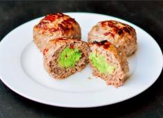 Avocado-Stuffed Meatballs Recipe --- INGREDIENTS: ground beef, ground pork, sun-dried tomatoes, Dijon mustard, dried basil, sea salt, lemon (zest and juice, avocado, coconut oil