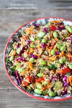 Asian Quinoa Salad Recipe on twopeasandtheirpod.com A quick and healthy salad that is full of flavor! #glutenfree #vegan #delicious #Amazing #healthy_food #health #food #diet #fresh #HealthyFood #recipe #salad #tasty #colorful #PutDownYourPhone #Carde