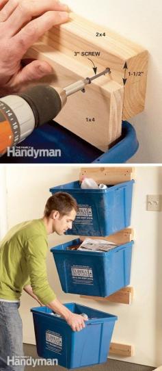 28 Brilliant Garage Organization Ideas | Create Recycle Bin Hangers #storage #garage storage