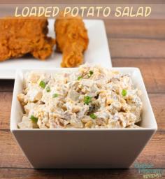 
                    
                        #AD Loaded Potato Salad is the perfect side dish to bring to picnics, barbecues and cookouts this Summer. It is filled with delicious bacon, cheddar cheese, sour cream and green onions. #SummerYum - Loaded Potato Salad Recipe on Gator Mommy Reviews
                    
                