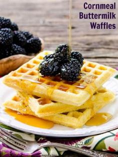 Cornmeal Buttermilk Waffles have the wonderful flavor and texture of southern cornbread.