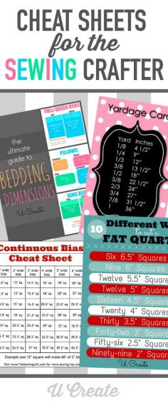 Cheat Sheets for the Sewing Crafter - simply print, and display near your sewing machine for easy access to sewing tips!