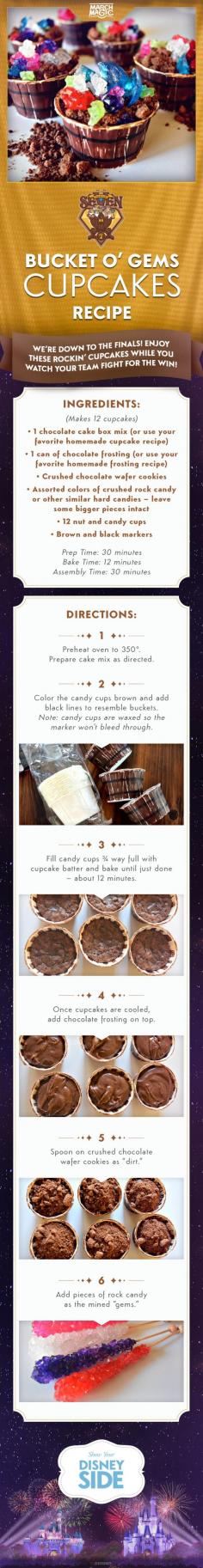 Heigh ho! Check out these cupcakes inspired by the Fantasyland Fightin' 7 of the Seven Dwarfs Mine Train at Walt Disney World, part of this year's March Magic tournament! I LOVE Disney Recipes!! Contact me today to book your adventure! jillian@madhatteradv.com