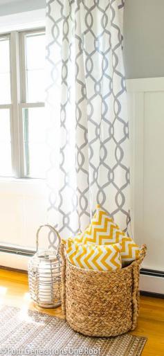 Master Bedroom: Summer dining room update with lanterns, sisal and new drapes @4gens1roof