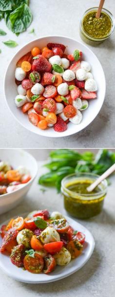 
                    
                        Strawberry Caprese with Pistachio Pesto I howsweeteats.com
                    
                