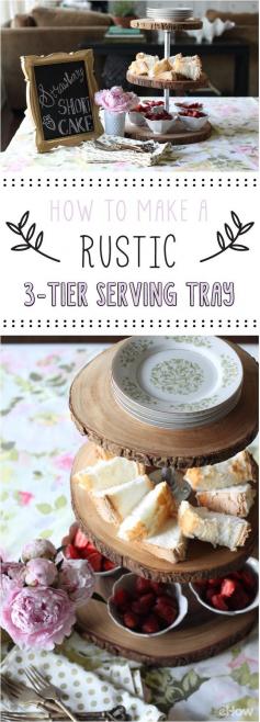 
                    
                        We are so in love with this rustic 3-tier serving tray. It's just as functional as it is beautiful and the DIY is so easy, you just have to do this: www.ehow.com/...
                    
                