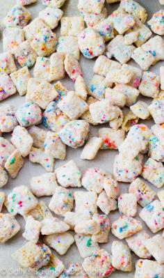 cupcake muddy buddies  white cake mix, instead of powdered sugar