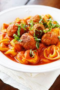 
                    
                        Italian Meatball Tortellini. I keep the ingredients for this on hand at ALL times. This is seriously the best 4-ingredient, quick and easy, family-friendly meal when you need something everyone will eat and FAST!
                    
                