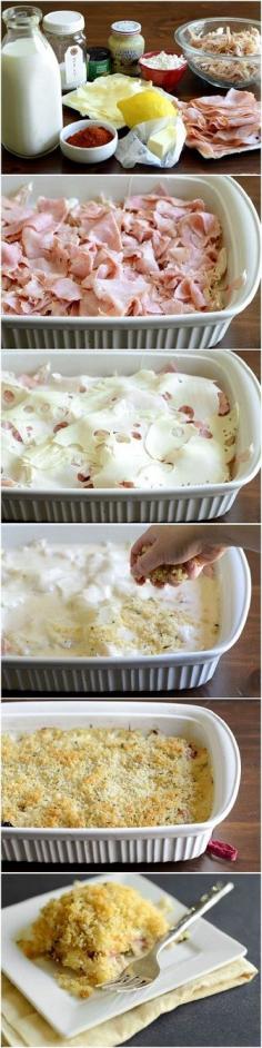 Chicken Cordon Bleu Casserole. I already have a keeper chicken cordon blue casserole recipe, but this one looks good too.... Hmmm