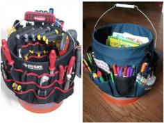 
                    
                        A “bucket jockey” serves as a portable writing or coloring center.
                    
                